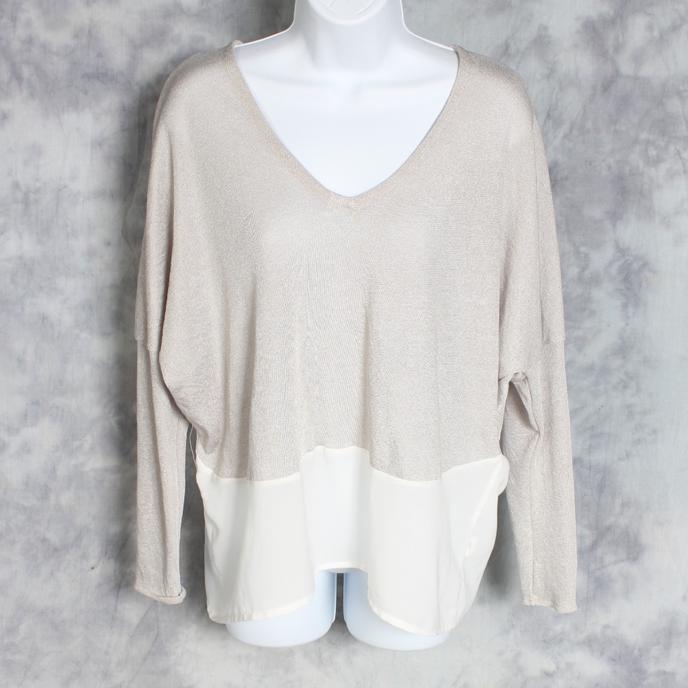 🌼 3/$25 Zara taupe/cream knit top